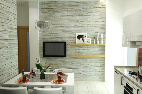 Không gian đẹp với giấy dán tường giả đá Không gian đẹp với giấy dán tường giả đá