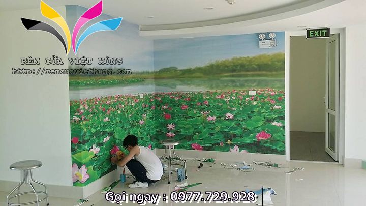Hình ảnh thi công tranh dán tường 1 Hình ảnh thi công tranh dán tường 1